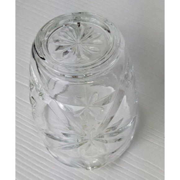 Vintage Pressed Glass Lidded Sugar and Creamer Set Star Pattern 3-1/2" - Picture 11 of 13